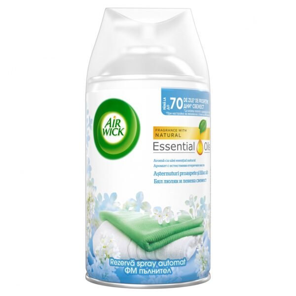 Air Wick Freshmatic rezervă odorizant de cameră, Așternuturi proaspete și Liliac alb, 250 ml