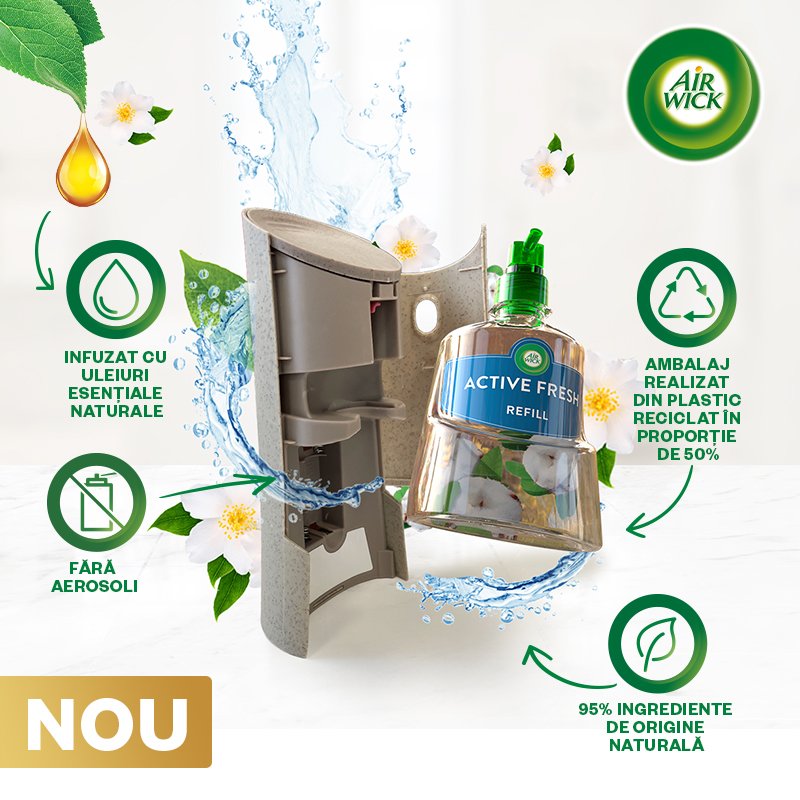 Odorizant de cameră kit spray automat fără aerosoli Air Wick, Buchet de Iasomie, 228 ml – imagine 3
